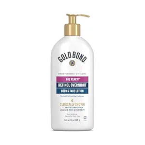 Gold Bond Age Renew Retinol Overnight Body & Face Lotion, Retinol Face and Body Lotion with Peptide Complex, 13 oz