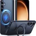 TORRAS Magnetic Stand for Samsung Galaxy S25 Case, [Compatible with MagSafe] [Military Grade Drop Tested] Shockproof Ring Translucent Slim Protective Phone Case for S25 Case Ostand, Black