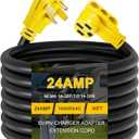 50ft EV Charger Adapter Cord NEMA 14-30P to 14-50R, 4 Prong New Dryer Outlet to 4 Prong EV(Max 24Amp 240V)/RV Adapter for Tesla or EV Level 2 Charging, Camper, Heavy Duty, ETL Listed