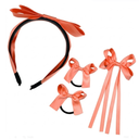 Girls School Hair Bows Set Accessories - Blue Bow Clips Headbands and Ponytail Holders Ties, Multi-styled Accessories for Toddlers Girls, Pink