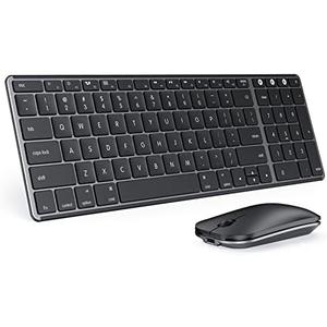 seenda Bluetooth Keyboard and Mouse for Mac, SKM64-2 Multi-Device Rechargeable Slim Wireless Keyboard Mouse Stainless Steel Full Size, Compatible with MacBook Pro/Air, iPad, Mac - Space Gray