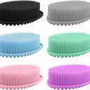6 Pack Silicone Body Scrubber, Soft Silicone Loofah Exfoliating Body Scrubber Fit for All Kinds of Skin, Clean and Sanitary,Black,Blue,Pink,Green,Purple,Gray