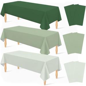 Sage Green Plastic Tablecloth Rectangle Table Decorations, Plastic Table Cloth Disposable Tablecloths Waterproof for Birthday Baby Shower Thanksgiving Bridal Wedding