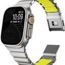 Magnetic Titanium Band Compatible with Apple Watch Ultra 3/2/1 Band 49mm Series 11 10 46mm 45mm 44mm 42mm SE 3/2/1 9 8 7 6 5 4,Luxury Silicone Dual-Layer Link For iwatch Men Women (Titanium-Neo Green)