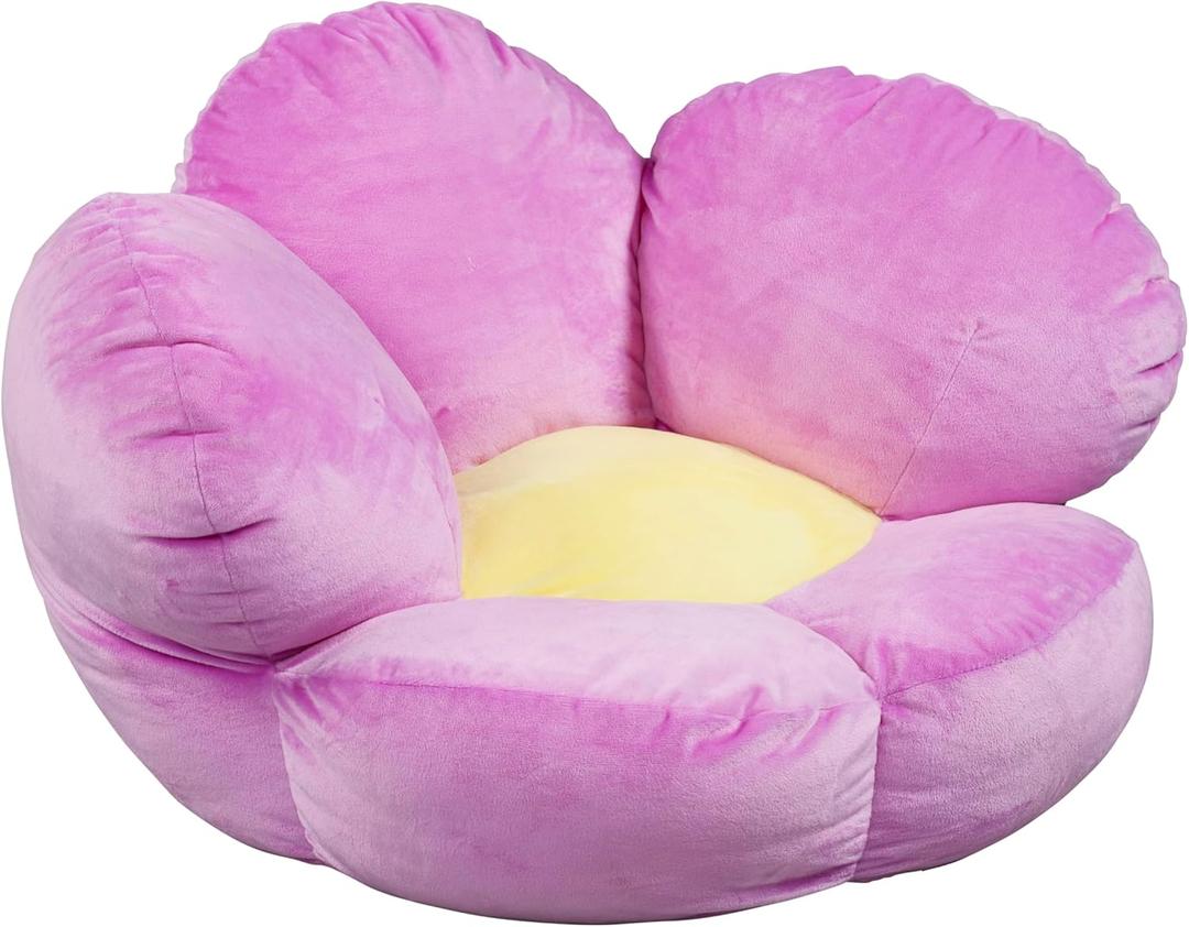 ECR4Kids SoftZone Flower Cozy Cushion, Floor Pillow, Bright Purple