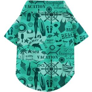 Hawaiian Dog Shirt  Lightweight and Breathable Summer T-Shirt with Tropical Prints, Fun Beach Outfit for Small, Medium, and Large Dogs, Perfect for Hot Days and Outdoor Vacation.Beach M (M-(6~11lb) | Chest(~17.0"))