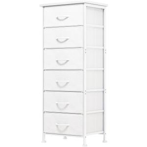 Fixwal White Tall Dresser for Bedroom Closet Organizers and Storage Tall Fabric Dresser with 6 Drawers, Small Clothes Storage Girl Bedroom Furniture