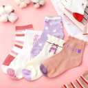 Bencailor 20 Pairs Girls Cartoon Pattern Crew Socks Cute Patterns Ruffle Crew Cotton Cute Socks for Kids Toddler Girls (XS)