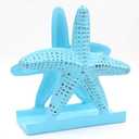 Nautical Starfish Lunch Dinner Metal Napkin Holder Kitchen Beverage Cocktail Ocean Coastal Napkin Holder By The Metal Magician (Distressed Blue)
