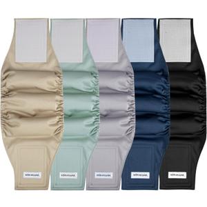 5 Pack Dog Diapers Male Reusable Belly Bands Washable for Medium Male Dogs, High Absorbency for Puppy & Doggy, Size M