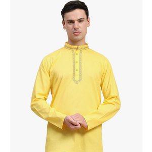 SKAVIJ Mens Cotton Henley Shirts Casual Band Collar Kurta Long Sleeve Embroidered Top T-Shirt, L