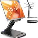 LISEN Tablet Stand for iPad Stand Holder Desk, Foldable Home Office Desk Accessories Travel for iPad Holder Dorm College Essentials Portable Monitor Stand Fits Tabs Kindle iPhone 4-15.9" Black