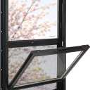 Vinyl Single Hung Sliding Window, 24" x 36" Black | Household Window with Double-Pane Insulated Tempered Glass, White Energy-Efficient Soundproof Window for House, Mobile Home