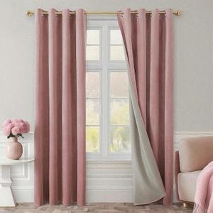 HOMEIDEAS Blush Pink 100% Blackout Velvet Curtains,52 X 84 Inch Room Darkening Thermal Insulated Grommet Window Drapes for Bedroom, Living Room, Nursery2 Panels