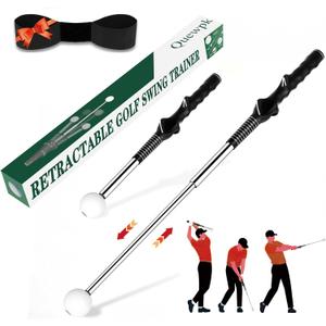 Retractable Golf Swing Trainer Golf Grip Trainer with Arm Band for Right-Handed Golfers, Grip Correction & Swing Click Feedback Training Aid, Indoor & Outdoor Practice, Golf Gifts for Men
