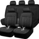 CAR PASS Neoprene Waterproof Seat Covers Full Sets, Wetsuit Car Seat Covers 5 Seats Universal Fit for Vans, Truck, SUV, 3D Tyre Embossed Seat Covers Anti Slip with Armrests, Airbag Compatible(Black)