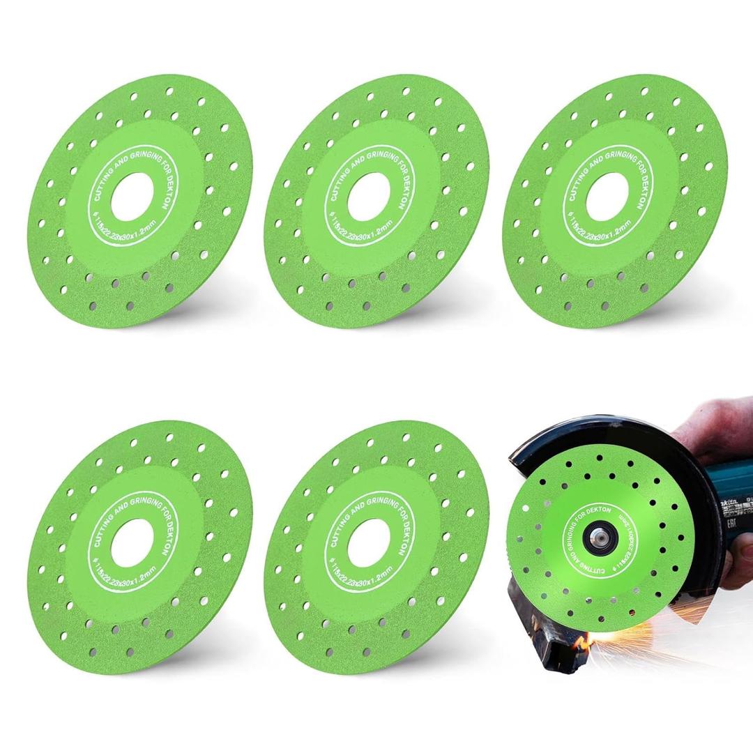 5pcs Diamond Rock Slab Grinding Disc Set Diamond Saw Blades Vacuum Brazed Ultra-Thin Multi-Pore Abrasive Discs for Cutting Porcelain, Glass, Ceramic Tile, Granite (Size:4.5'')
