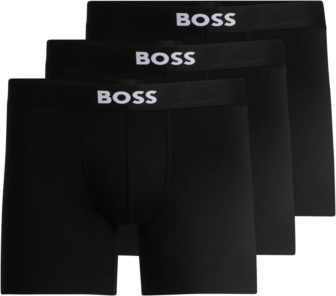 BOSS mens 3-pack Logo Icon Boxer Brief (Medium, Black Carbon)