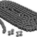 uxcell #25/04C-1 Roller Chain 5 Feet 1/4" Pitch Carbon Steel Roller Chains with 2 Free Master Connector Links for Mini Bikes, Motorcycles, 240 Links