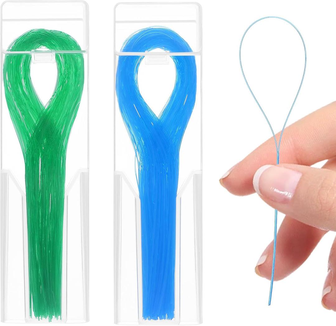 200 Count Floss Threader,Floss for Braces Bridge Flossers for Adults Bridges Orthodontic Dental Flossers Threaders with Box for Braces Bridges and Implants(Blue Green)