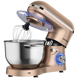 Aucma Stand Mixer, 6.5-QT 660W 6-Speed Tilt-Head Food Mixer, Kitchen Electric Mixer with Dough Hook, Wire Whip & Beater (6.5QT, Copper)