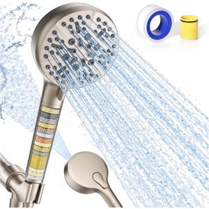 Filtered Shower Head with Handheld – High Pressure Hand Held Shower Head for Hard Water with Filters, 79" Long Hose & Powerful Wide Fan Spray, Removes Chlorine and Impurities (Brushed Nickel)