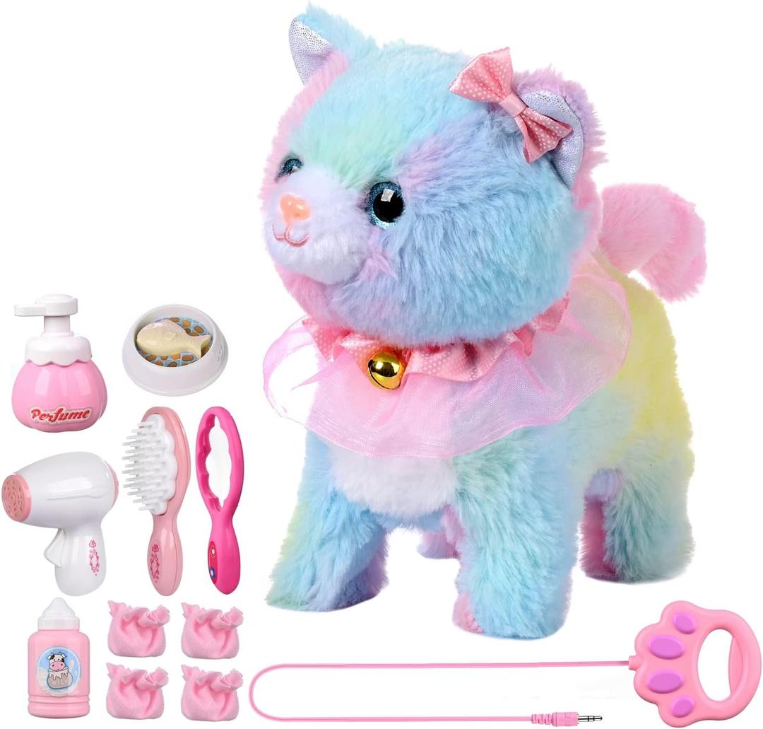 Interactive Kids Toy: Touch & Voice Controlled Remote Control Cat, Lifelike Walking, Meows & Wags Tail, Ages 3-7 (Colorful)