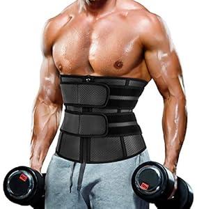 MOLUTAN Waist Trainer Trimmer for Men Tummy Control Shapewear Neoprene Sweat Belt for Weight Loss Slimming Body Shaper (Black, X-Large)