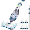 ENHULK Pool Vacuum for Above Ground Pool, Upgraded 13.4" Wide Head & Telescopic Pole, 18.5 GPM Powerful Suction, 60 Mins Runtime, Cordless Handheld Rechargeable Pool Cleaner for Inground Pools, PC15