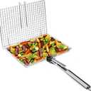 Grill Basket Extra Large,Grill Accessories for Outdoor Grill,Grilling Gifts for Men,Fish Grill Basket, Shrimp Vegetable, Veggie, Barbecue BBQ Rack, Camping Cooking, Unique Detachable Handle