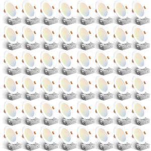 Amico 48 Pack 6 Inch LED Recessed Lighting, Canless Wafer Downlight, White