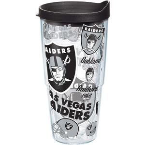 Tervis Made in USA Double Walled NFL Las Vegas Raiders All Over Insulated Tumbler Cup Keeps Drinks Cold & Hot, 24oz, Classic