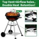 BEAU JARDIN Charcoal Grill 18 Inch for Outdoor Cooking BBQ Barbecue Coal Kettle Bowl Grill Portable Heavy Duty Round with Wheels Grilling for Tailgating Patio Backyard Camping Black