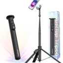 KraftGeek Magnetic Phone Tripod for iPhone MagSafe  66'' Automatic Selfie Stick with Remote, Portable Tripod Stand for Video Recording, Travel, Vlogging (Black)