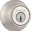 Kwikset 660 Deadbolt Deadbolt Lock, Satin Nickel Round Exterior Keyed Front Entry Door, Pick Resistant SmartKey Rekey Security, Single Cylinder Dead Bolt, with Microban Protection (Round, Satin Nickel)