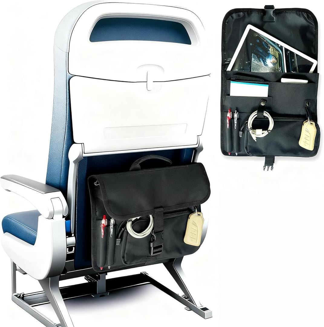 Airplane Seat Storage Pocket, International Travel Essentials, Airplane Pocket Organizer, Airplane Travel Accessories, Removable Toiletry Bag Designed