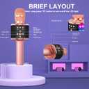 BONAOK Karaoke Microphone for Kids & Adults - Bluetooth Microphones Singing Mic with Disco Lights, Echo Effect, Built-in Speaker Portable Karaoke Player for Party Travel Gifts Q78(Rose Gold)