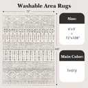 Art&Tuft 6x9 Area Rug, Super Soft Ultra-Thin Moroccan Washable Rug, Anti-Slip Backing Rugs for Living Room, Foldable Geometric Machine Washable Area Rug(6'x9', Ivory)