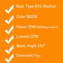 4 Pack BR30 LED Bulbs, Dimmable Flood Lights 100W Equivalent uses 15W 1350 Lumens, E26 Base Instant On (Daylight White 5000K)