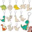 Trnayi 36 Pcs Dinosaur Unfinished Wooden Keychains Color Your Own Unfinished Dinosaur Wooden Crafts Blank Wood Painting DIY Crafts for Birthday Home Activities Arts Project Decor