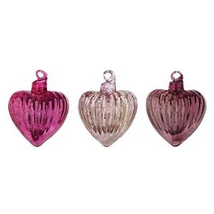 Potchen 12 Pcs Christmas Heart Glass Ornaments Heart Shaped Crystal Hanging Ornaments Bulk Mini Crystal Hanging Decorations for Party Valentines Wedding Anniversary Xmas Tree Decor(Pink)