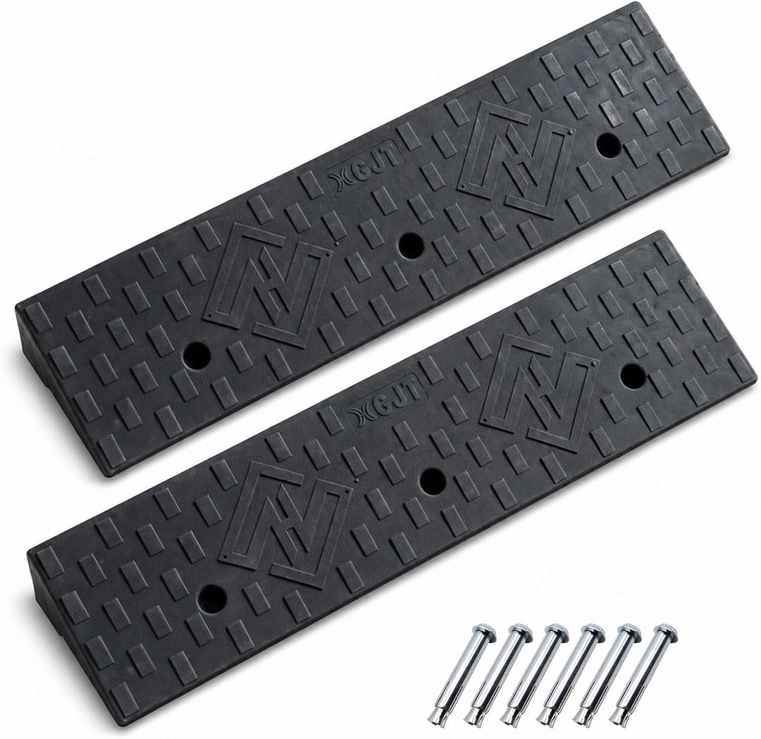 2 Pack 4'' Rise Rubber Curb Ramp,Heavy Duty, 11000lbs Capacity,Threshold Ramps, Car Slope Ramp for Loading Dock Bike Vehicle Warehouse Sidewalk Wheelchair (4" H)