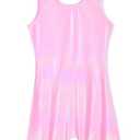 Domusgo Gymnastics Leotards for Girls Sparkly One Piece Sleeveless Tumbling Pink Unitards Size 6-7 Years