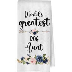 Dog Aunt Kitchen Towels - Dog Aunt Gifts Waffle Weave Dish Towels, Aunt Hand Tea Towel, 1624 Inches