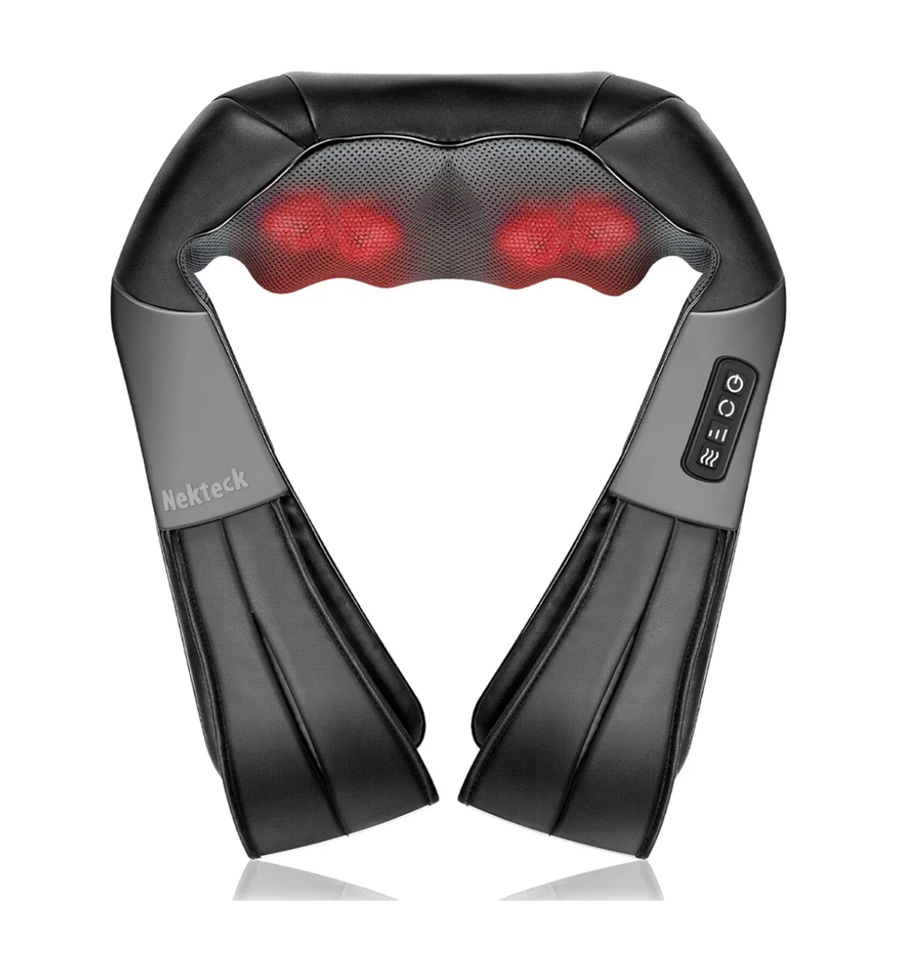 Nekteck Shiatsu Neck Massager for Pain Relief Deep Tissue with Heat, 3D Kneading Massage Pillow Back Shoulder Massagerfor Body Muscle, Plug-in Use for Home Office Car, Gifts for Mom Dad Him Her