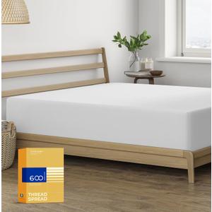 Thread Spread 100% Cotton Queen Fitted Sheet Only - 600 Thread Count Cotton Fitted Sheet Queen, Luxuriously Soft, Cooling 16" Deep Pocket Sateen Weave Bottom, Luxury Hotel Quality - Silver Grey