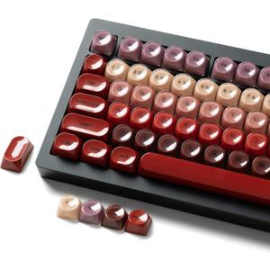 PBT Keycaps, Glossy Red Lipstick Jelly Keycaps MOA Profile, 128 Keys Elegant Cute Custom Key caps for 61/68/84/87/98/100 Cherry Gateron MX Mechanical Keyboards, No Tear & Never Fades