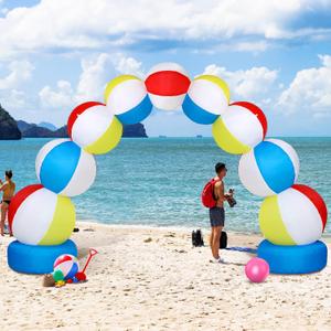 Inflatable Arch 8 ft Summer Beach Ball Party Arch Rainbow Beach Party Decoration Inflatable Pool Favors for Indoor Outdoor Lawn Yard Garden Decoration (Blue)
