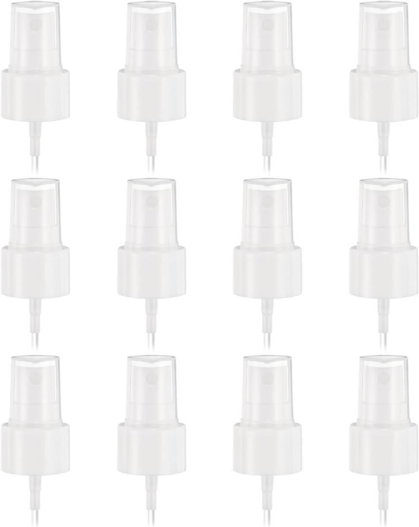 uxcell 12 Pcs White Spray Top, 24/410 Fine Mist Sprayer Reusable Replacement Spray Bottle Pump Plastic Top for Cosmetic Perfume and Body Sprays Bottle