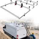 MELIPRON Cargo Van Roof Ladder Rack with 36" Rear Roller (NOT Affect Brake Light) Fit for Ford Transit 150 250 350, Low/Mid/High Roof, 800Lbs Capacity Steel Ladder Rack for Van, NoDrill Required